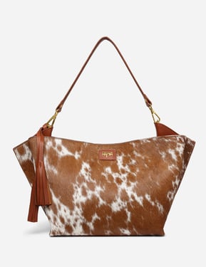 Reckless Opal Tassel Handbag - Natural Tan And White Cowhide - Tan