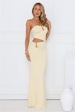 Chic Star Strapless Maxi Dress Yellow