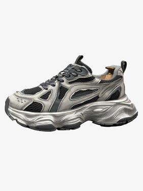 Chunky Sole Breathable Running Sneakers - Grey / 42