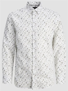 Jack & Jones Blayork Print Dobby Shirt - White - XL