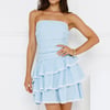 Trend Shift Gingham Strapless Mini Dress Blue