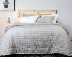 QE Home Salerno Seersucker Comforter Set in Grey, Geometric, Twin
