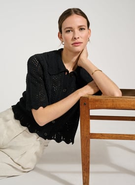 Pearl Ecotec Cardigan - UK 06 | EU 34 | US 02 / Caviar Black
