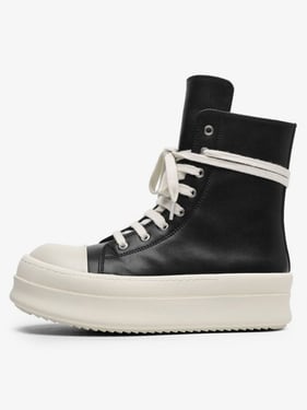 Rubber Sole High-Top Side Zipper Platform Sneakers - 2273 - Black / 45