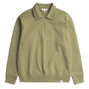 Norse Projects Ketel Relaxed Organic Half Zip Moss Green