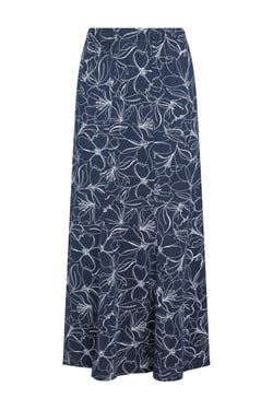 Weird Fish Ares Printed Jersey A-Line Maxi Skirt Dark Navy Size 22