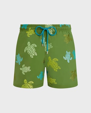 Vilebrequin - Men Swim Shorts Embroidered Tortue Multicolore - Limited Edition - Swimwear - Mistral - Green - Size XXXL
