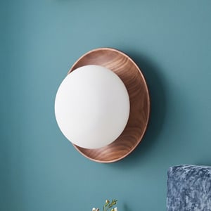 Rondel wall light in dark walnut