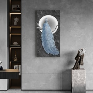 39.4" LED Peacock Wall Art Modern Abstract Geometric Decor USB Charging