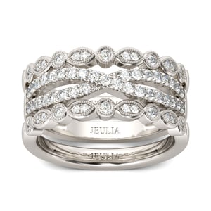 Jeulia 3PC Round Cut Sterling Silver Women's Band