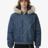 Washed Patchwork Contrast Bomber Jacket - Sapphire Blue / M