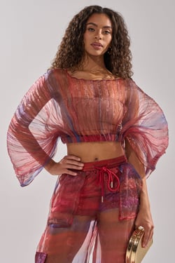 AKIRA Lets Live In The Moment Chiffon Blouse | Brown | Size 1X/2X
