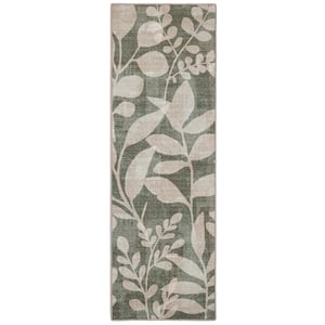 Eden Leaves Green Eco-Washable Runner - 75x220cm