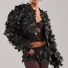 AKIRA Bow Down Satin Bomber Jacket | Black | Size Medium