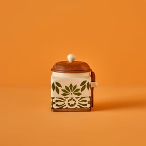 Molly Ceramic Jar with Acacia Lid & Spoon - Small