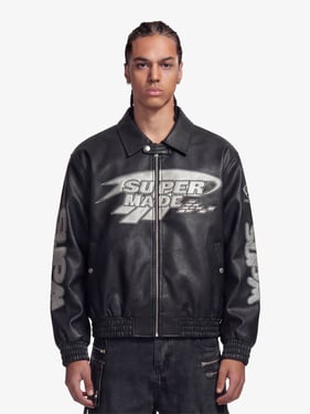Faux Leather Vintage Street Black Air Jacket - 1821 - Black / 2XL