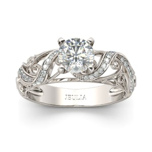 Jeulia Filigree Vines Round Cut Sterling Silver Ring