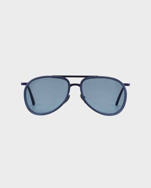 Vilebrequin - Wood Aviator Sunglasses Solid - Vbq X Shelter - Sunglasses - Vol2nuit - Blue - Size OSFA