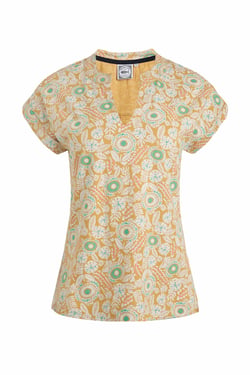 Weird Fish Alia Organic Cotton Printed Jersey Top Deep Amber Size 12