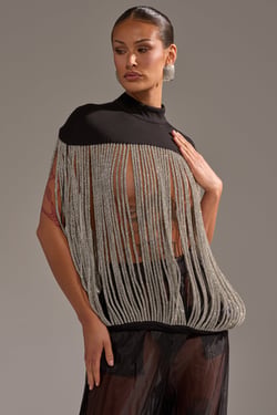 AKIRA Dripping In Diamonds Blouse | Black | Size 1X