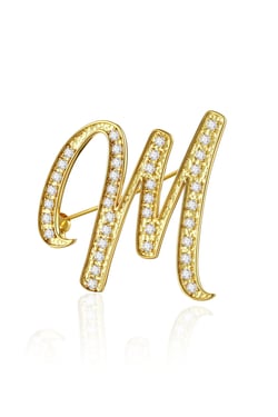 Cicy Bell Womens Letter M Gold Brooch Pins - Letter M