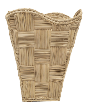 Checkered Handwoven Iraca Vase - Natural