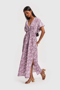 Maxi Gathered Dress in Lilac - Lilac Lover / XL