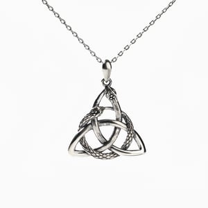 Jeulia "Interwoven Snakes with Trinity Knot" Sterling Silver Necklace