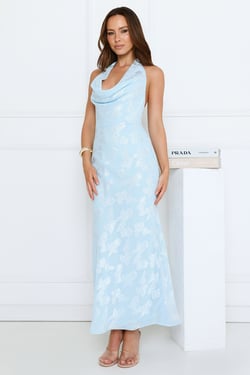 Where's My Tiara Halter Maxi Dress Blue