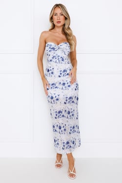 Full Of Love Strapless Maxi Dress Navy