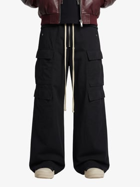 Woven Multi-Pocket Baggy Flared Pants - 2321 - Black / 3XL
