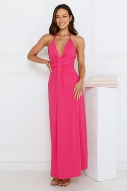 Neon Noir Halter Maxi Dress Pink