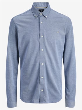 Jack & Jones Blublake Pique Detail Shirt - Chambray Blue - M