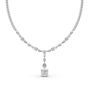 Jeulia "Gorgeous Beauty" Princess Cut Sterling Silver Necklace