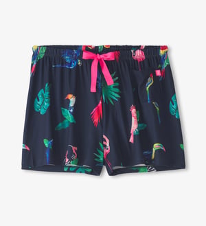 Women's Tropical Birds Polyknit Pajama Shorts