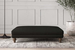 nkuku Deni Large Dining Footstool | Make To Order | Brera Linen Charcoal | No Colour