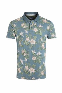 Weird Fish Jarat Printed Jersey Polo Blue Mirage Size 5XL