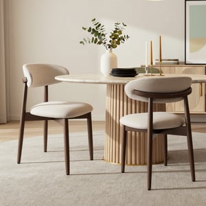 COLAMY NOYA Mid-Century Modern Upholstered Dining Chair - Beige / Set of 2 ($85/pc)