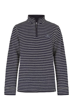 Weird Fish Shorling 1/4 Zip Striped Macaroni Sweatshirt Frost Grey Size 3XL