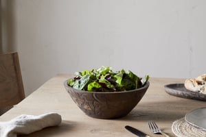 nkuku Nyati Wooden Serving Bowl | Serveware | Small | Dark Brown