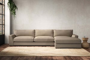 nkuku Guddu Right Hand Chaise Sofa | Make To Order | Grand | Brera Linen Pebble