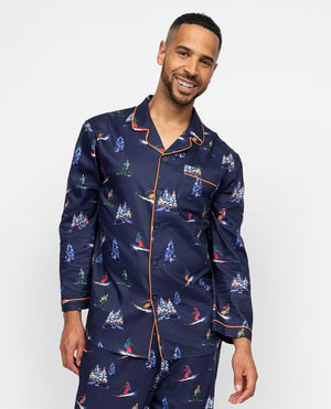 Alpes Mens Ski Print Pyjama Top - XL