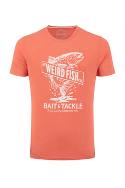 Weird Fish Leaping Fish Front Print Graphic T-Shirt Dark Coral Size XL