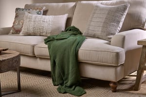 nkuku Nahan Moss Stitch Cotton Throw | Textiles | One Size | Forest Green