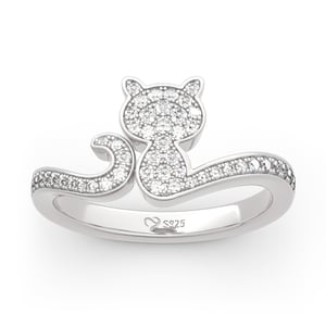 Jeulia Simple Cat Sterling Silver Ring