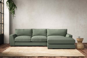 nkuku Guddu Right Hand Chaise Sofa | Make To Order | Medium | Brera Linen Jade