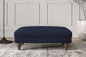 nkuku Deni Dining Footstool | Make To Order | Medium | Brera Linen Indigo