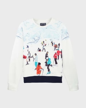 Vilebrequin - Men Cotton Sweatshirt Ski - Vilebrequin X Massimo Vitali - Sweater - Switch - Blue - Size XL