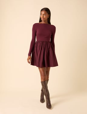 Purple Scoop Neck A-Line Mini Dress