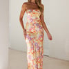 Shining Through Satin Strapless Maxi Dress Orange
